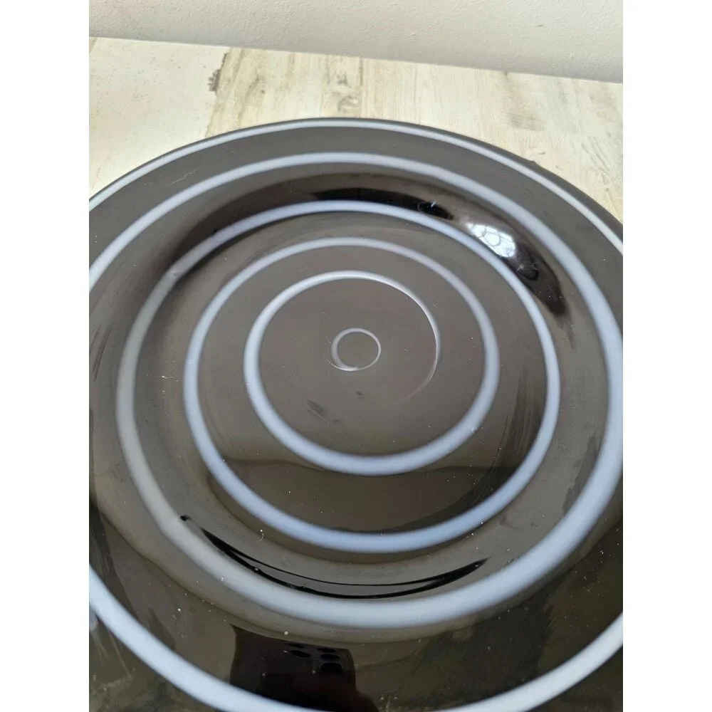 Pier 1 swirl black plate‎ retired white unique dinner 13